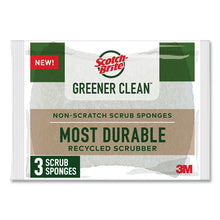 Load image into Gallery viewer, Greener Clean Non-Scratch Scrub Sponge, 2.6 x 3.3, 0.7" Thick, White, 3/Pack
