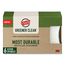 Load image into Gallery viewer, Greener Clean Non-Scratch Scrub Sponge, 2.6 x 3.3, 0.7" Thick, White, 6/Pack
