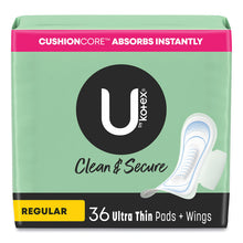 Load image into Gallery viewer, U by Kotex Security Ultrathin Pad with Wings, Regular Absorbency, Unscented, Regular, 36/Pack
