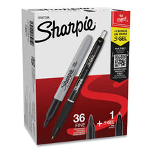 Load image into Gallery viewer, Fine Tip Permanent Marker Value Pack with (1) Bonus S-Gel 0.7 mm Black Ink Pen, Fine Bullet Tip Markers, Black Ink, 36/Pack
