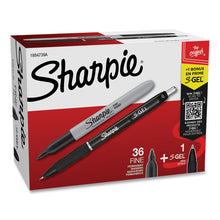Load image into Gallery viewer, Fine Tip Permanent Marker Value Pack with (1) Bonus S-Gel 0.7 mm Black Ink Pen, Fine Bullet Tip Markers, Black Ink, 36/Pack
