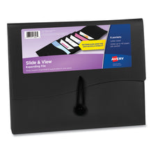 Load image into Gallery viewer, Slide and View Expanding File, 6 Sections, Hook/Loop Closure, Letter Size, Black
