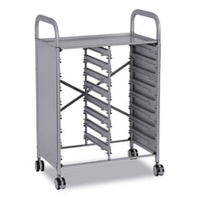 Load image into Gallery viewer, Callero Plus Double Column Trolley Set 05, Metal, 1 Shelf, 16 F1 Shallow Bins, 27.4" x 17.3" x 41.5", Silver/Light Gray
