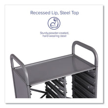 Load image into Gallery viewer, Callero Plus Treble Column Trolley Set 13, Metal, 1 Shelf, 12 F2 Deep Bins, 40.6" x 17.3" x 41.5", Silver/Grass Green
