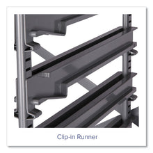 Load image into Gallery viewer, Callero Tilted Tray Trolley Set 01, Metal, 1 Shelf, 9 F2 Deep Bins, 40.6" x 17.3" x 41.5", Silver/Royal Blue
