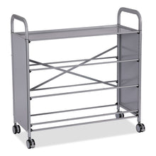 Load image into Gallery viewer, Callero Tilted Tray Trolley Set 01, Metal, 1 Shelf, 9 F2 Deep Bins, 40.6" x 17.3" x 41.5", Silver/Royal Blue
