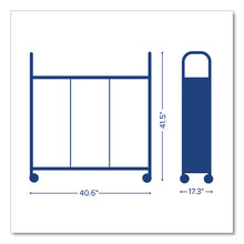 Load image into Gallery viewer, Callero Tilted Tray Trolley Set 01, Metal, 1 Shelf, 9 F2 Deep Bins, 40.6" x 17.3" x 41.5", Silver/Royal Blue
