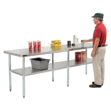 Load image into Gallery viewer, Work Table with Undershelf, Rectangular, 96 x 30 x 35, Silver Top, Silver Base/Legs
