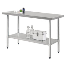 Load image into Gallery viewer, Work Table with Undershelf, Rectangular, 48 x 24 x 35, Silver Top, Silver Base/Legs
