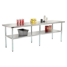 Load image into Gallery viewer, Work Table with Undershelf, Rectangular, 96 x 30 x 35, Silver Top, Silver Base/Legs
