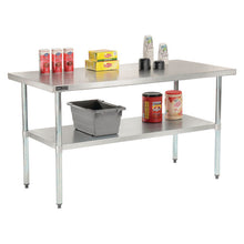 Load image into Gallery viewer, Work Table with Undershelf, Rectangular, 48 x 30 x 35, Silver Top, Silver Base/Legs
