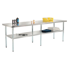 Load image into Gallery viewer, Work Table with Undershelf, Rectangular, 96 x 30 x 35, Silver Top, Silver Base/Legs
