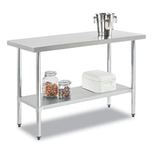 Load image into Gallery viewer, Work Table with Undershelf, Rectangular, 48 x 24 x 35, Silver Top, Silver Base/Legs
