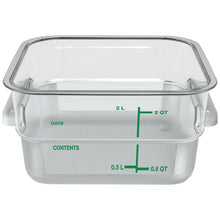 Load image into Gallery viewer, Squares Polycarbonate Food Storage Container, 2 qt,  7.13 x 7.13 x  3.8, Clear, Plastic
