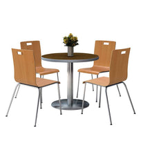 Load image into Gallery viewer, Pedestal Table with Four Natural Jive Series Chairs, Round, 36" Dia x 29h, Walnut
