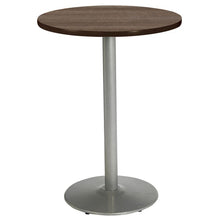 Load image into Gallery viewer, Pedestal Bistro Table with Four Sky Blue Kool Series Barstools, Round, 36" Dia x 41h, Studio Teak
