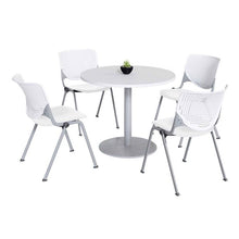 Load image into Gallery viewer, Pedestal Table with Four White Kool Series Chairs, Round, 36" Dia x 29h, Designer White
