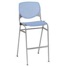 Load image into Gallery viewer, Pedestal Bistro Table with Four Periwinkle Kool Series Barstools, Round, 36" Dia x 41h, Designer White
