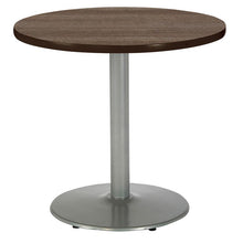 Load image into Gallery viewer, Pedestal Table with Four Navy Kool Series Chairs, Round, 36" Dia x 29h, Studio Teak
