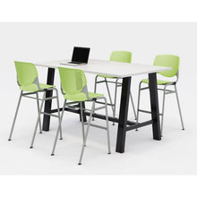 Load image into Gallery viewer, Midtown Bistro Dining Table with Four Lime Green Kool Barstools, 36 x 72 x 41, Designer White
