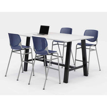Load image into Gallery viewer, Midtown Bistro Dining Table with Four Navy Kool Barstools, 36 x 72 x 41, Designer White
