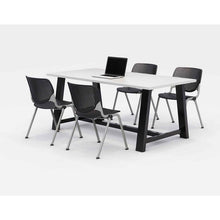 Load image into Gallery viewer, Midtown Dining Table with Four Black Kool Series Chairs, 36 x 72 x 30, Designer White
