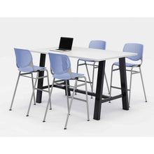 Load image into Gallery viewer, Midtown Bistro Dining Table with Four Periwinkle Kool Barstools, 36 x 72 x 41, Designer White
