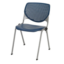 Load image into Gallery viewer, Pedestal Table with Four Navy Kool Series Chairs, Round, 36" Dia x 29h, Studio Teak
