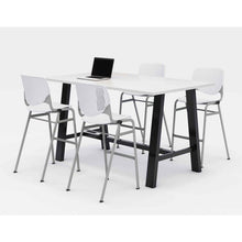 Load image into Gallery viewer, Midtown Bistro Dining Table with Four White Kool Barstools, 36 x 72 x 41, Designer White
