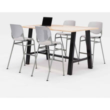 Load image into Gallery viewer, Midtown Bistro Dining Table with Four Light Gray Kool Barstools, 36 x 72 x 41, Kensington Maple
