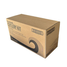 Load image into Gallery viewer, Three-Piece Polystyrene Cutlery Kit, Mediumweight, Fork/Knife/Spoon, Plastic, Black, 250/Carton
