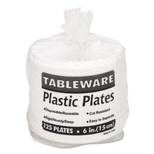 Load image into Gallery viewer, Plastic Dinnerware, Plates, 6" dia, White, 125/Pack
